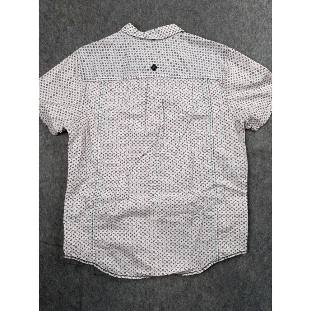 Prana Mens Slim Fit Short Sleeve Button Down Shirt White Geometric Print Medium - Picture 4 of 6